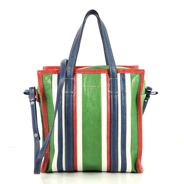 Balenciaga Bazar Convertible Tote Striped Leather Small Blue 4447125