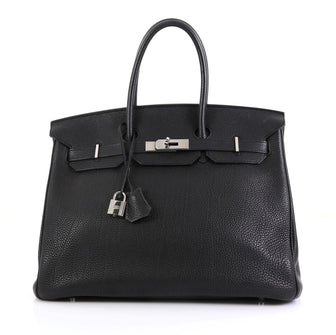 Hermes Birkin Handbag Black Togo with Palladium Hardware 35 Black 4447127