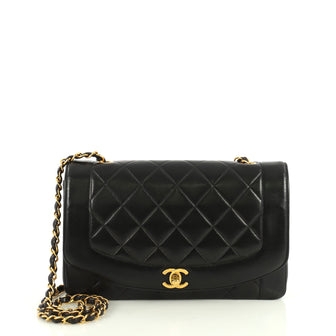 Chanel Vintage Diana Flap Bag Quilted Lambskin Medium Black 4447138