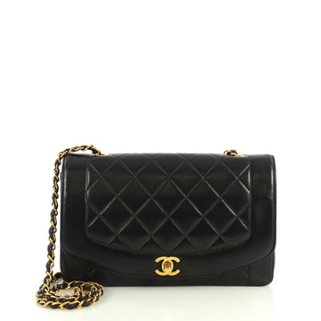 Chanel Vintage Diana Flap Bag Quilted Lambskin Medium Black 4447138