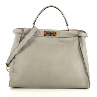 Fendi Peekaboo Bag Leather with Tortoise Detail Large Gray 4447140