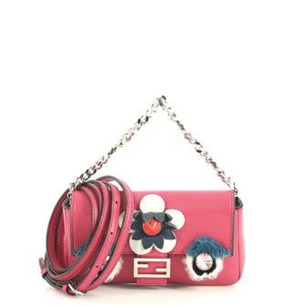 Fendi Monster Baguette Leather and Fur Micro Pink 4447143