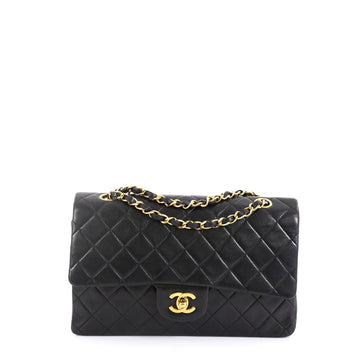Chanel Vintage Classic Double Flap Bag Quilted Lambskin Medium Black 4447154