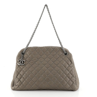 Chanel Just Mademoiselle Bag Quilted Caviar Large Neutral 4447155