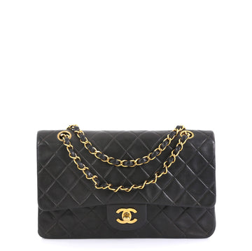 Chanel Vintage Classic Double Flap Bag Quilted Lambskin Medium Black 4447157