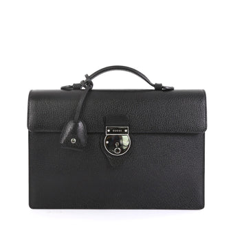 Gucci Buckle Flap Briefcase Leather Medium Black 4447163