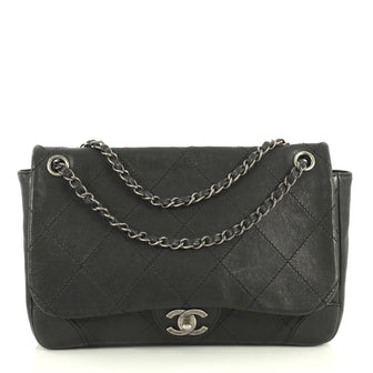 Chanel Outdoor Ligne Flap Bag Quilted Caviar Black 4447171