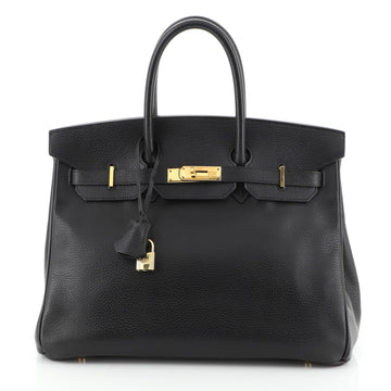 Hermes Birkin Handbag Black Ardennes with Gold Hardware 35 Black 4447172