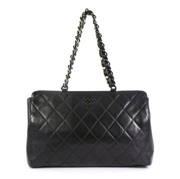 Chanel Vintage Resin Chain Zip Tote Quilted Lambskin Large Black 4447178