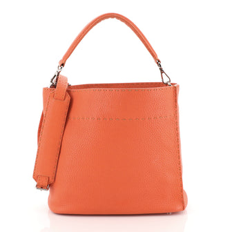 Fendi Selleria Anna Bucket Bag Leather Small Orange 444717