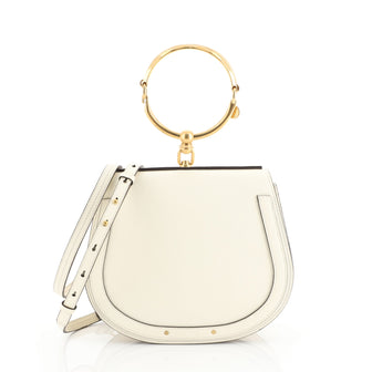 Chloe Nile Crossbody Bag Leather Medium White 444718