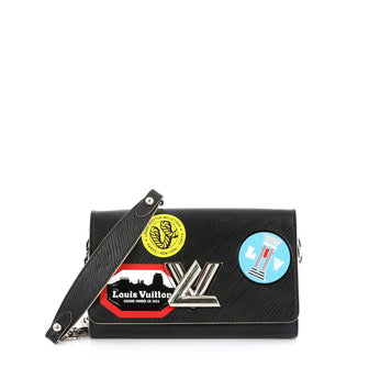 Louis Vuitton Twist Chain Wallet Limited Edition World Tour Epi Leather  Black 444803