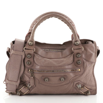 Balenciaga City Giant Studs Bag Leather Medium Neutral 444805