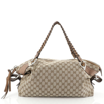 Gucci Bamboo Bar Shoulder Bag GG Canvas Medium Brown 444808