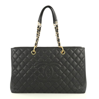 Chanel Grand Shopping Tote Quilted Caviar XL Black 444871