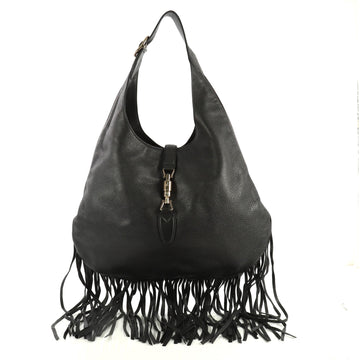 Gucci Nouveau Fringe Jackie Hobo Leather Black 444901