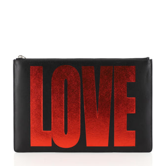 Givenchy Love Pouch Printed Leather Medium Black 444941