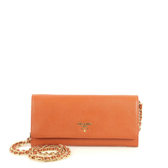Prada Wallet on Chain Saffiano Leather Orange 444951