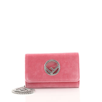 Fendi Kan I F Wallet On Chain Velvet Pink 444992