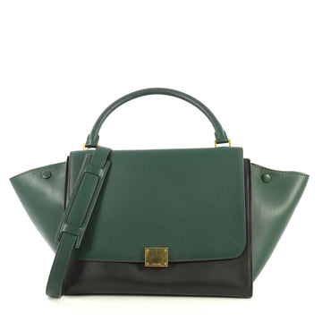 Celine Bicolor Trapeze Handbag Leather Medium Black 4450111
