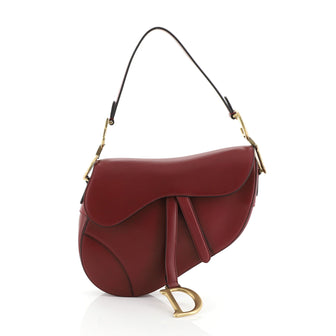 Christian Dior Saddle Handbag Leather Medium Red 4450115