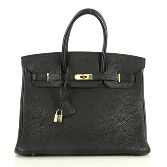 Hermes Birkin Handbag Black Togo with Gold Hardware 35 Black 4450140