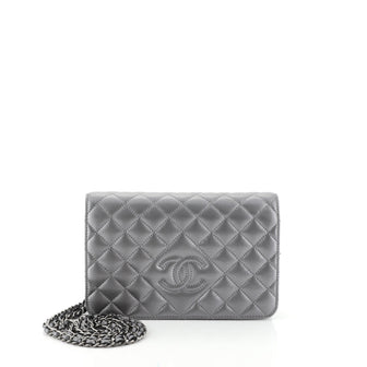 Chanel Diamond CC Wallet on Chain Quilted Lambskin Gray 4450141