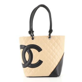 Chanel Cambon Tote Quilted Leather Medium Black 4450144