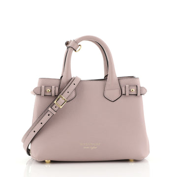 Burberry Banner Convertible Tote Leather and House Check Canvas Small Pink 4450155