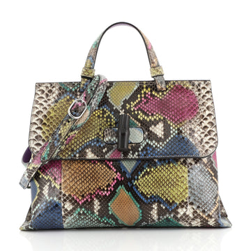 Gucci Bamboo Daily Top Handle Bag Python Medium Pink 4450165