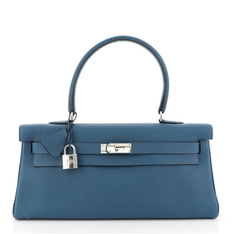 Hermes Shoulder Kelly Handbag Togo 42 Blue 445016