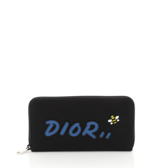 Christian Dior KAWS Zip Around Wallet Nylon with Applique  Black 445061