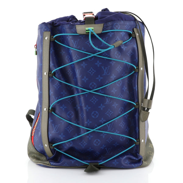 louis vuitton blue canvas backpack Louis Vuitton Outdoor Backpack Limited Edition Monogram Pacific Canvas Blue  445062