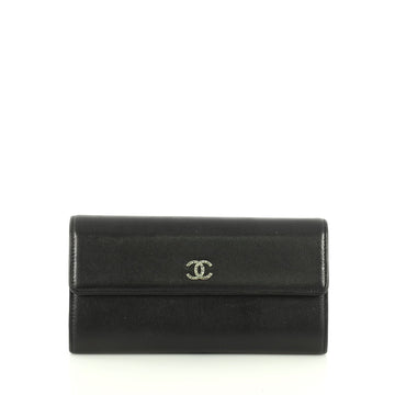 Chanel CC Gusset Wallet Caviar Long Black 445091