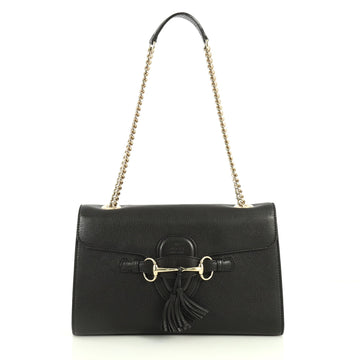 Gucci Emily Chain Flap Bag Leather Medium Black 445281