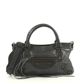 Balenciaga City Classic Studs Bag Leather Small Gray 445301