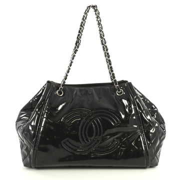 Chanel Lipstick Accordion Tote Patent Vinyl Large Black 445431