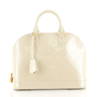 Louis Vuitton Alma Handbag Monogram Vernis PM White 445442