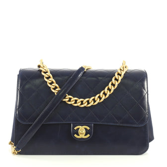 Chanel Paris Cosmopolite Straight Lined Flap Bag Quilted Aged Calfskin...