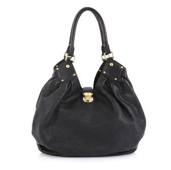Louis Vuitton L Hobo Mahina Leather Black 445661
