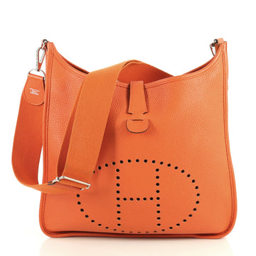 Hermes Evelyne Crossbody Gen III Clemence GM Orange 445731