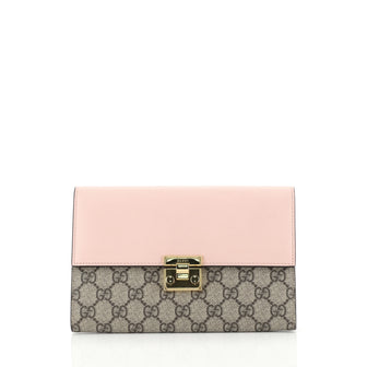 Gucci Padlock Clutch GG Coated Canvas with Leather Brown 445742