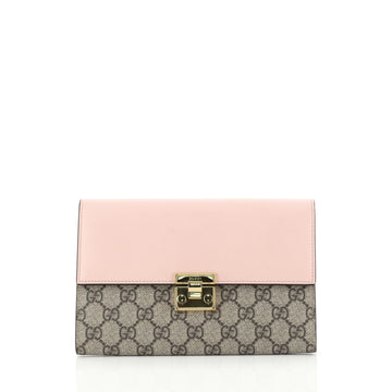 Gucci Padlock Clutch GG Coated Canvas with Leather Brown 445742