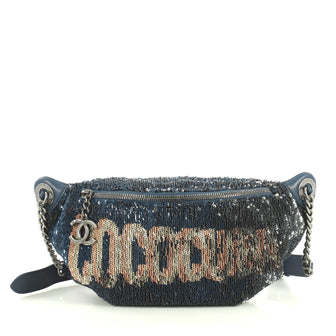 Chanel Coco Cuba Waist Bag Sequins and Quilted Lambskin Blue 4457702