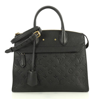 Louis Vuitton Pont Neuf Handbag Monogram Empreinte Leather MM Black 445891