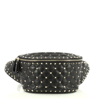 Valentino Rockstud Spike Belt Bag Quilted Leather Black 4459011