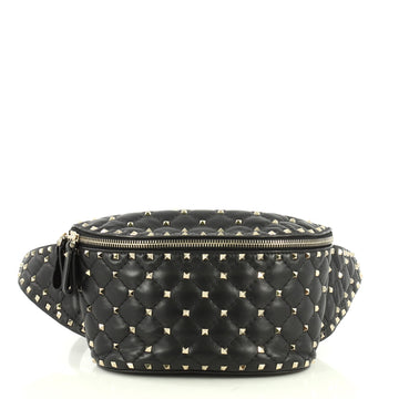 Valentino Rockstud Spike Belt Bag Quilted Leather Black 4459011