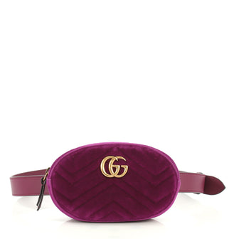 Gucci GG Marmont Belt Bag Matelasse Velvet Purple 445905