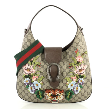 Gucci Dionysus Hobo Embroidered GG Coated Canvas Medium Brown 445908