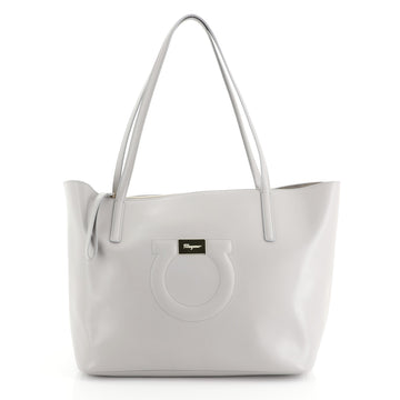 Salvatore Ferragamo City Tote Leather Medium Gray 445971